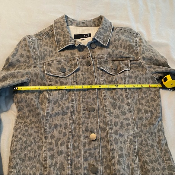 Kut from Cloth Gray Animal Leopard Print Denim Jacket - Picture 10 of 15